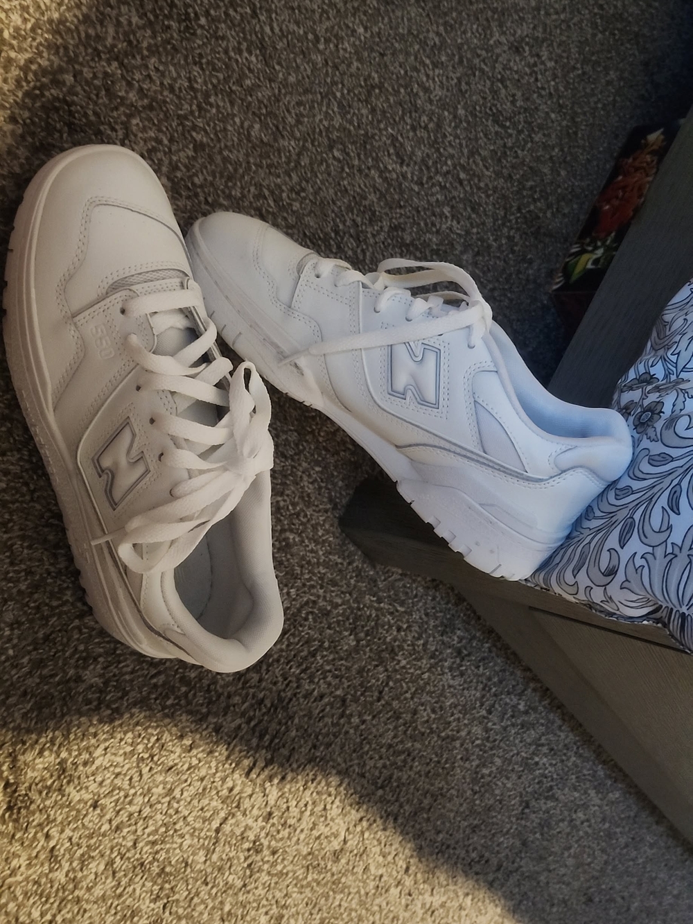 New Balance 550 White Leather Lace-Up Sneakers
